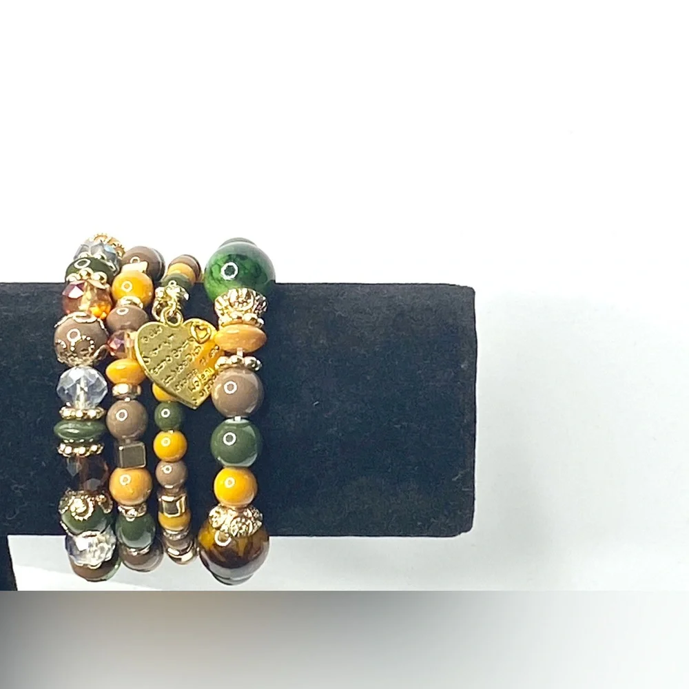 Earth Tone Multi Color Beaded Bracelet - Picture 3 of 4
